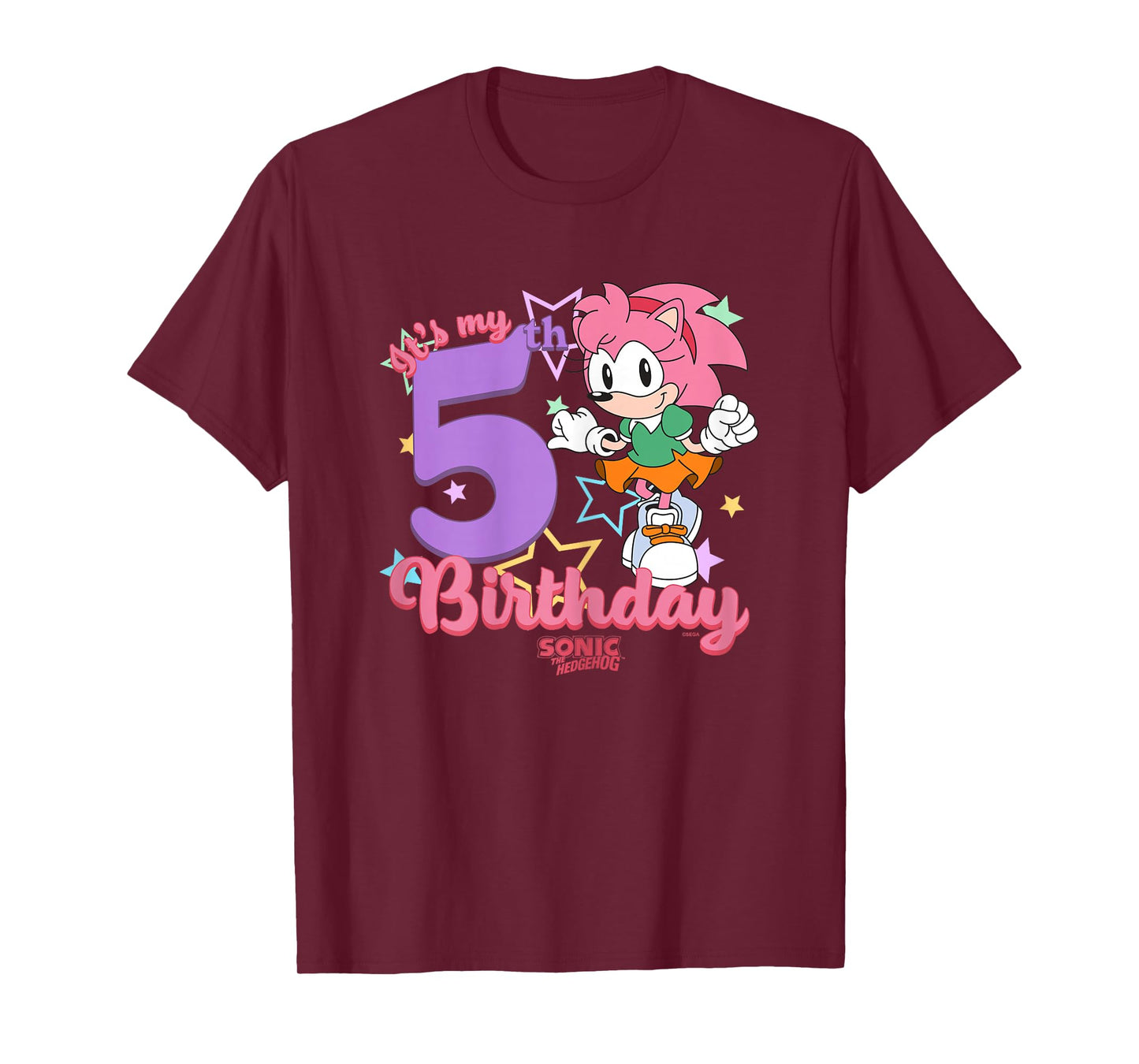 Sonic The Hedgehog It's My 5th Birthday Amy Rose Vintage Art T-Shirt