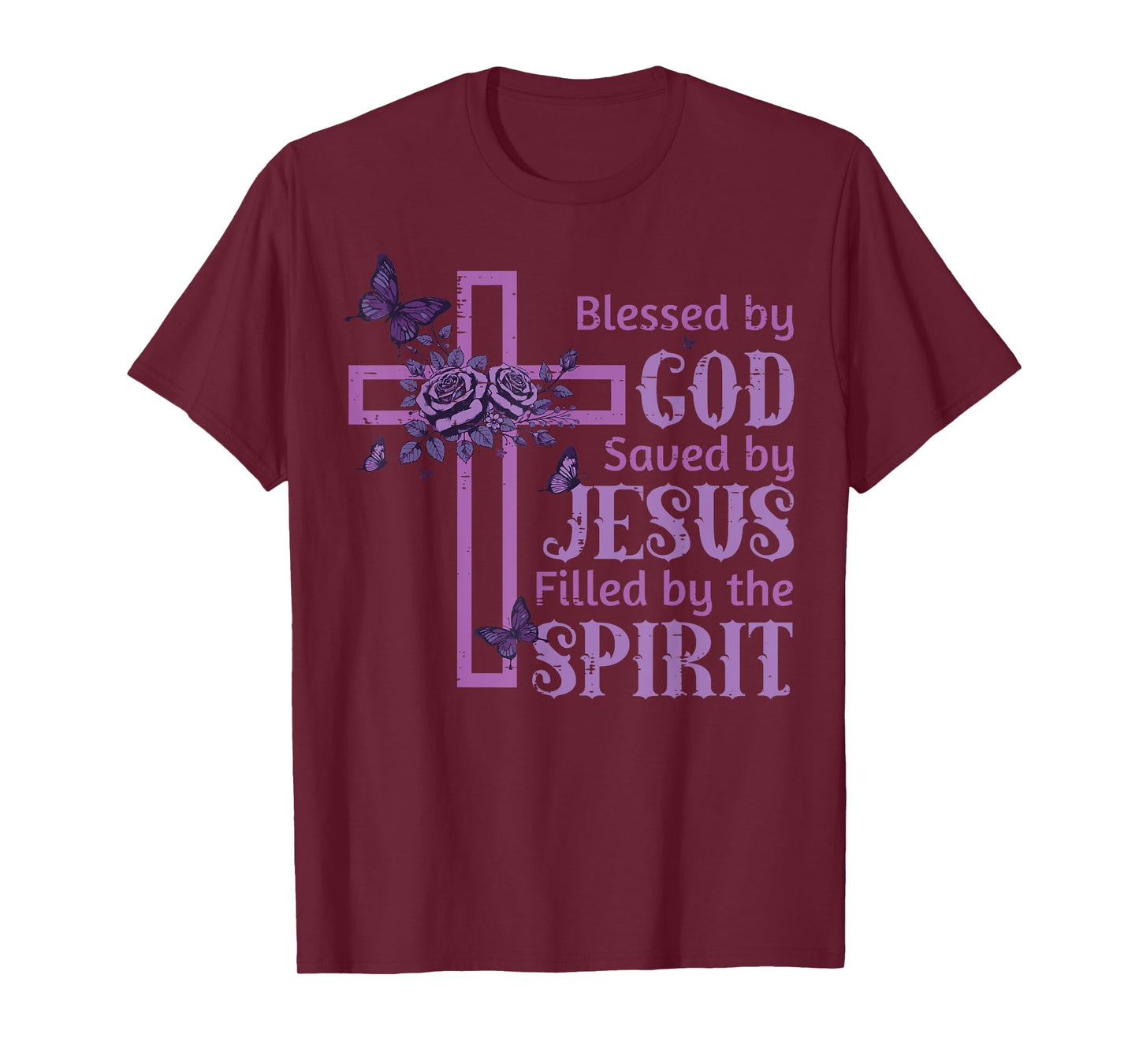 Blessed By God Loved Jesus Filled Spirit Christian Women Kid T-Shirt