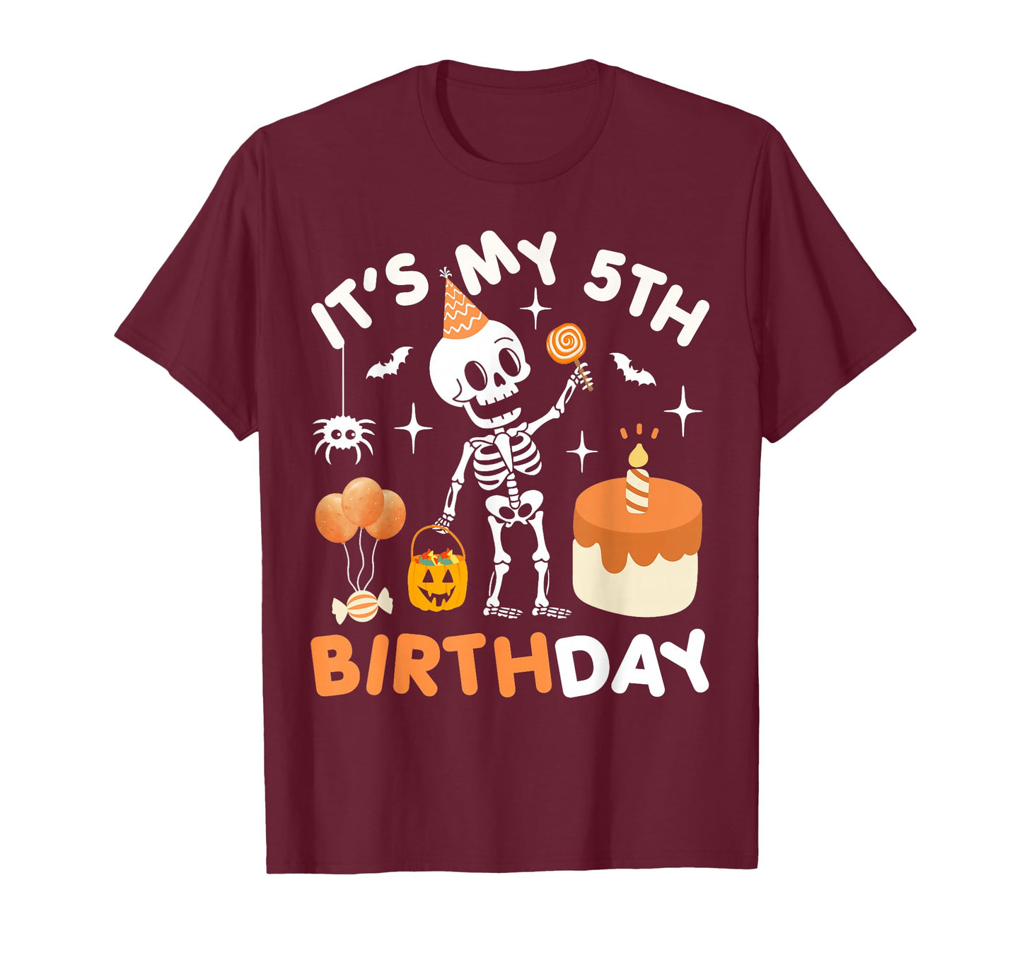 It's My 5th Birthday-Funny Halloween Skeleton 5th Bday Boys T-Shirt