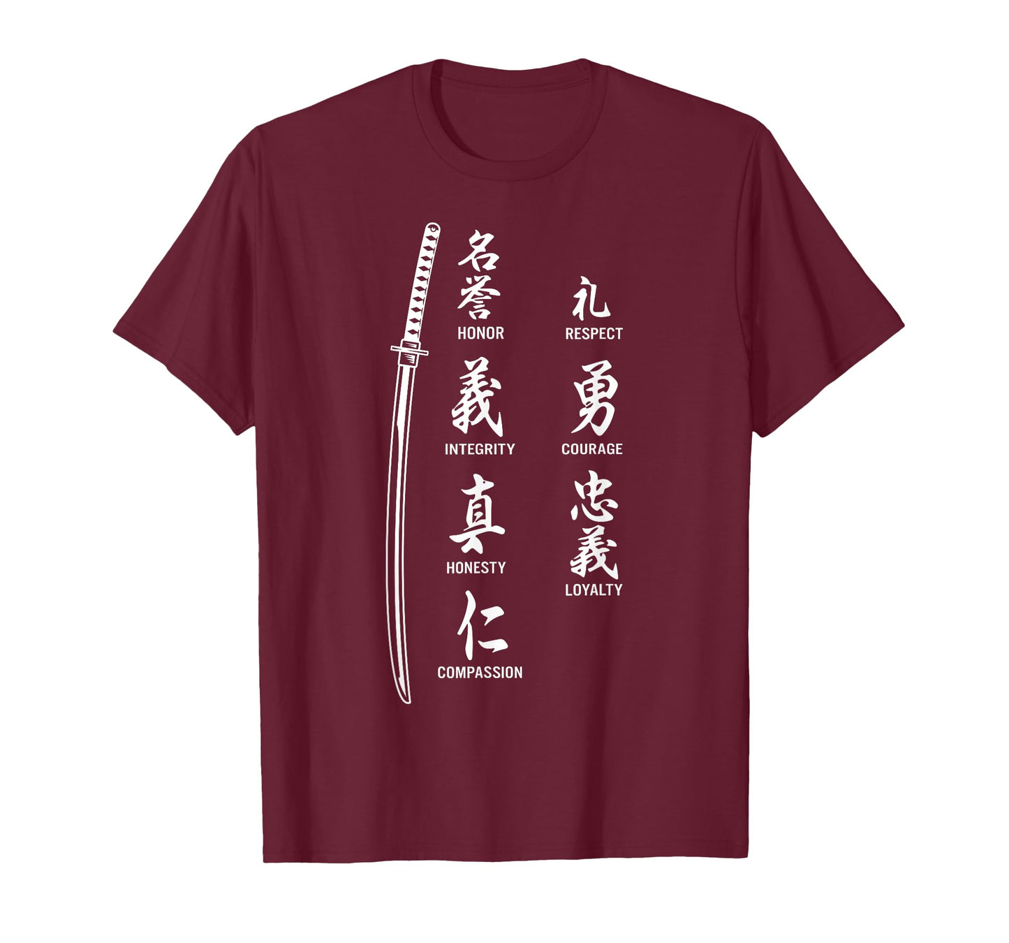 Vintage Japanese Letter Samurai Katana Sword Warrior T-Shirt