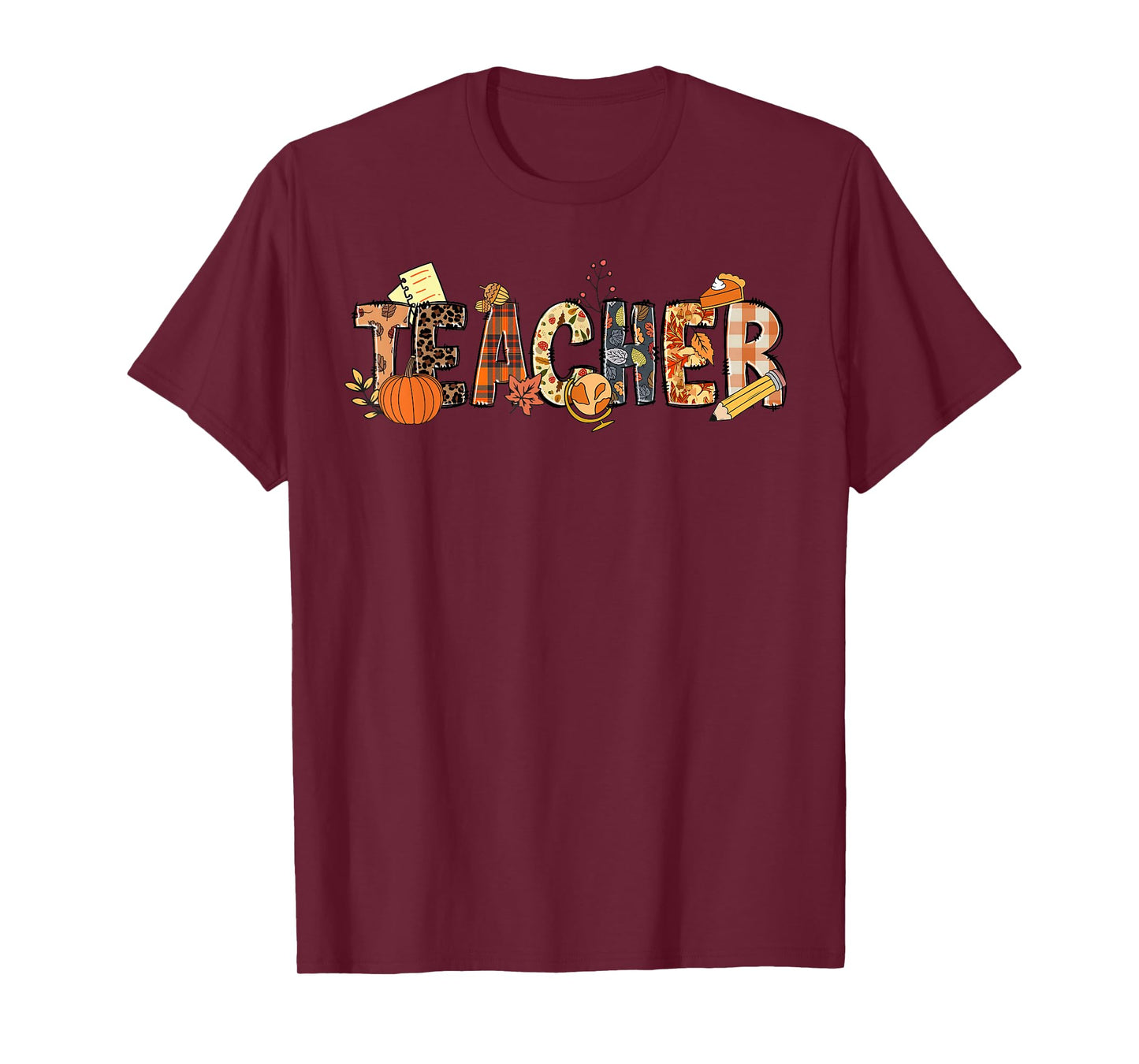 Teacher Thanksgiving Women Autumn Fall Halloween Pumpkin Tee T-Shirt