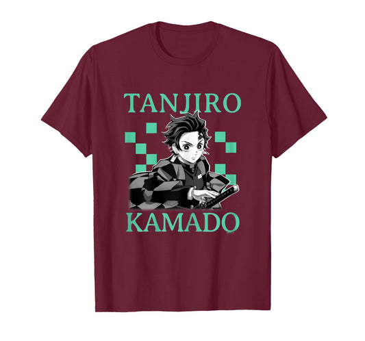Demon Slayer: Kimetsu no Yaiba Tanjiro Green Checkered T-Shirt