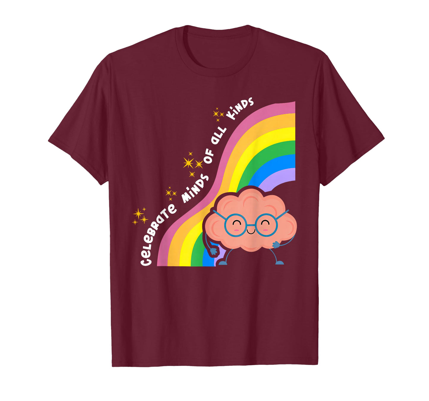 Celebrate Minds of All Kinds Rainbow Brain Neurodivergent T-Shirt