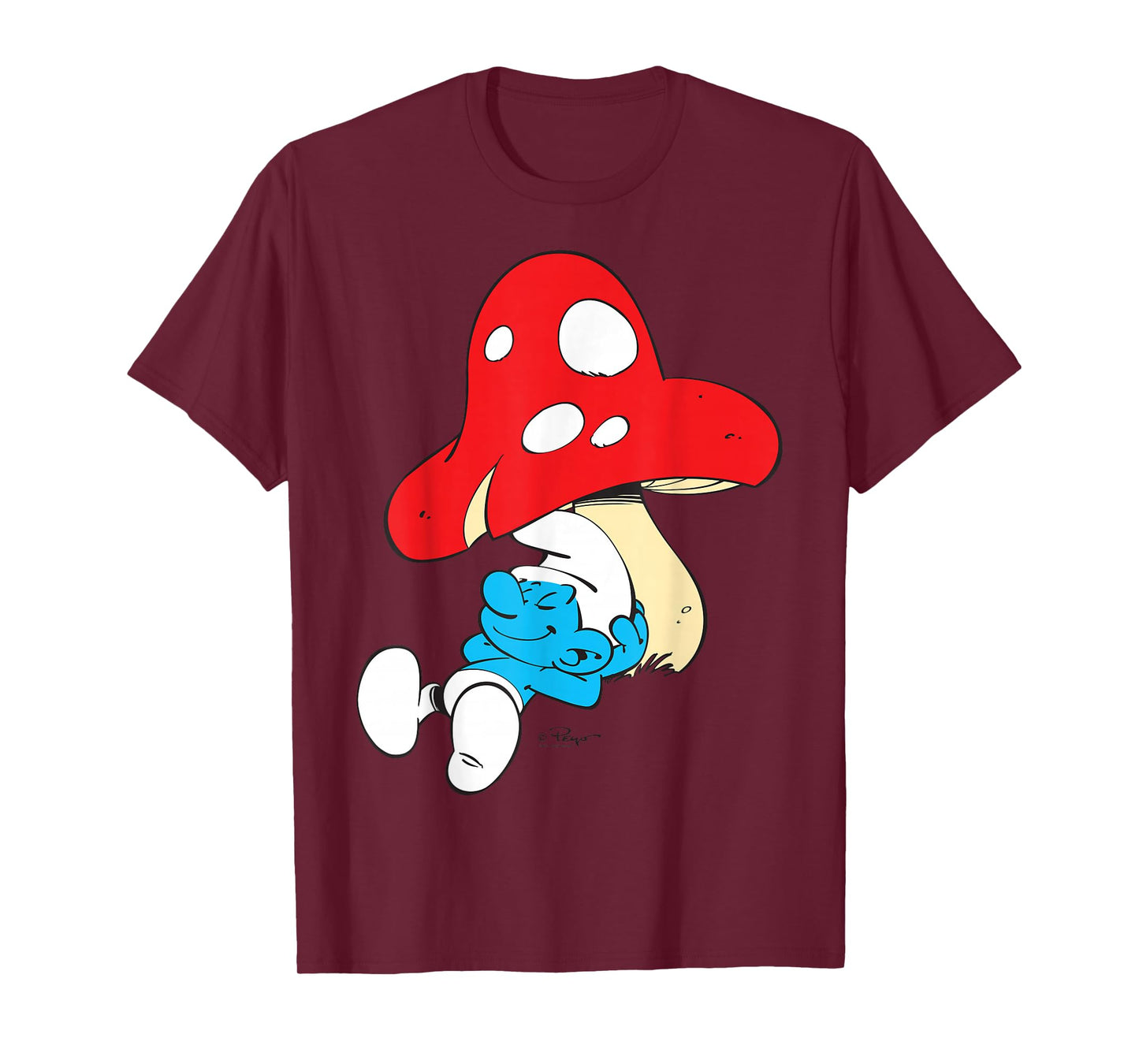 The Smurfs Sleeping Under Mushroom Smiling T-Shirt