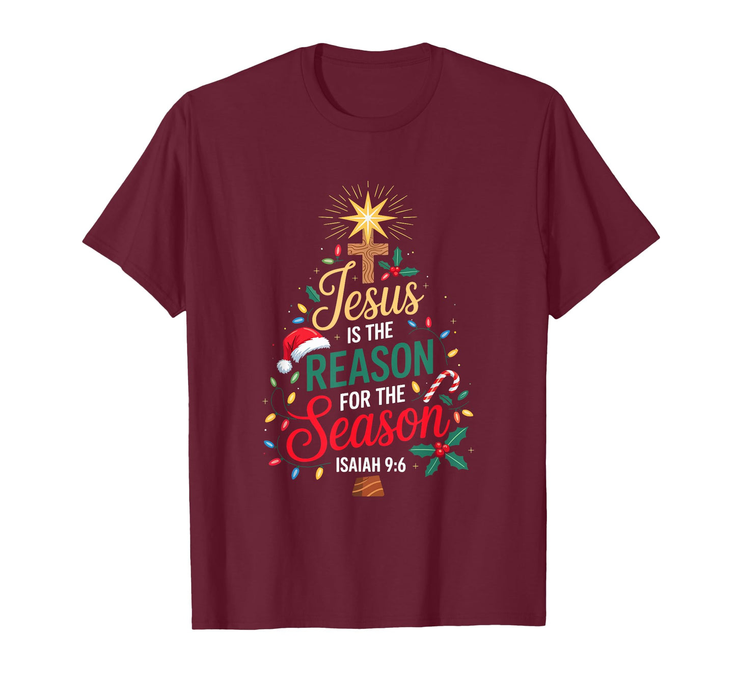 Jesus The Reason for The Season Funny Faith Christmas Tree T-Shirt