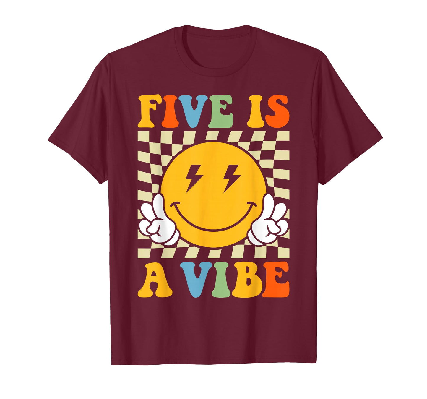 Five Is A Vibe 5th Birthday Groovy Boys Girls 5 Years Old T-Shirt