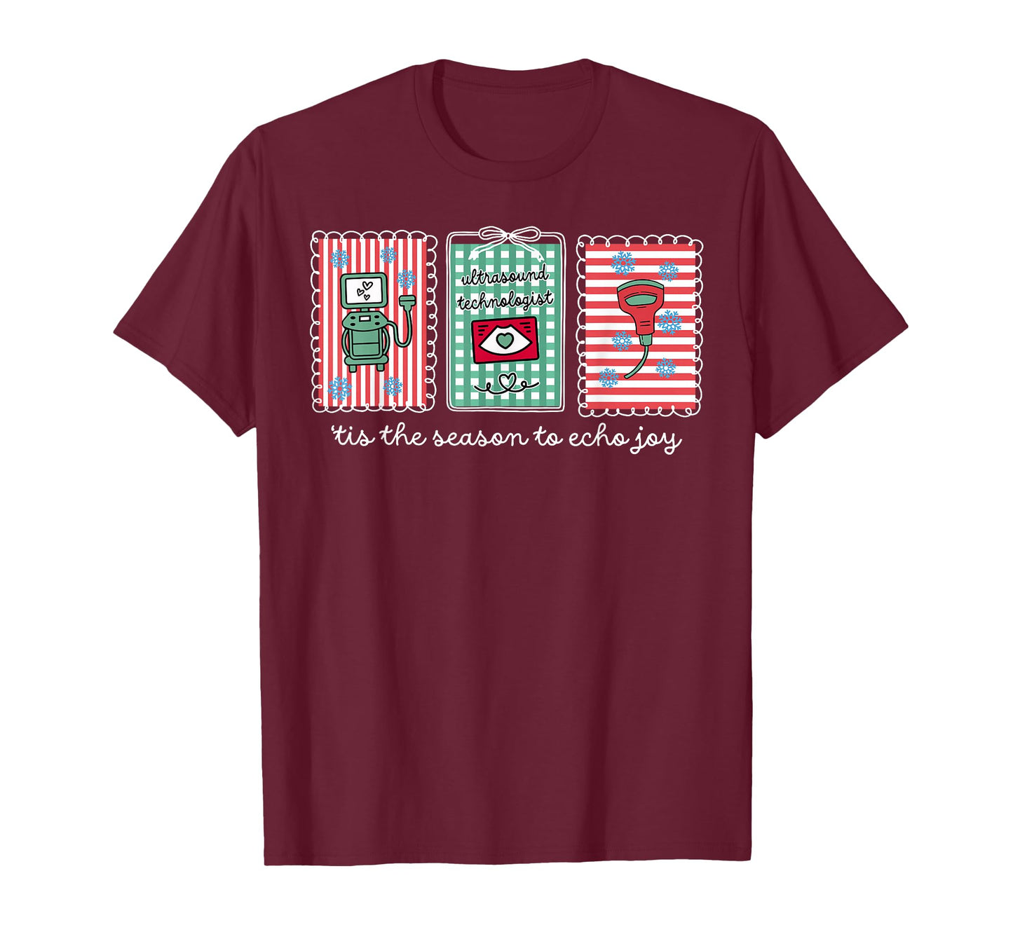 Tis The Season to Echo Joy Christmas Stamp Ultrasound Tech T-Shirt