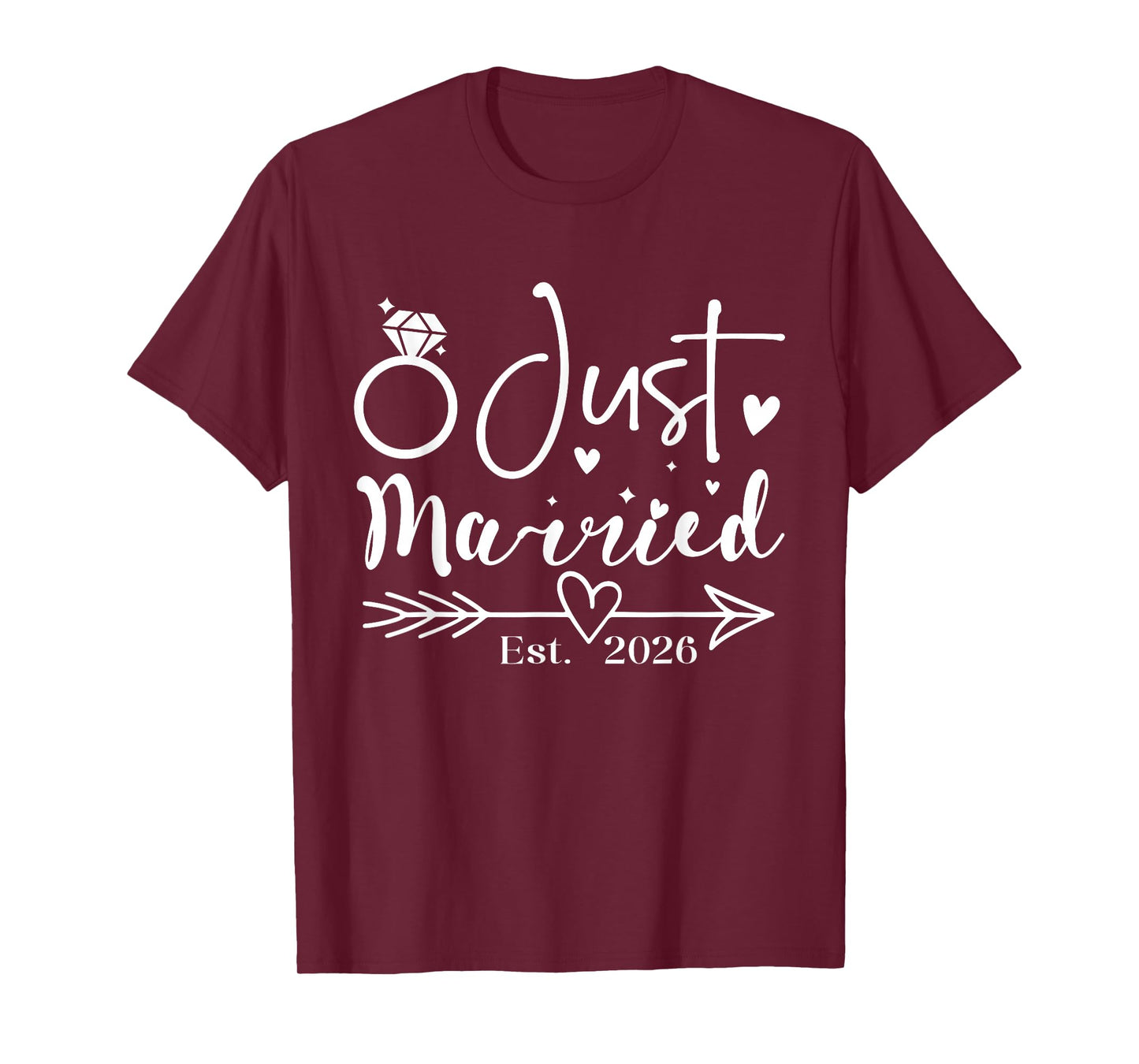 Just Married 2026 Wedding Rings Matching Couple Newlyweds T-Shirt