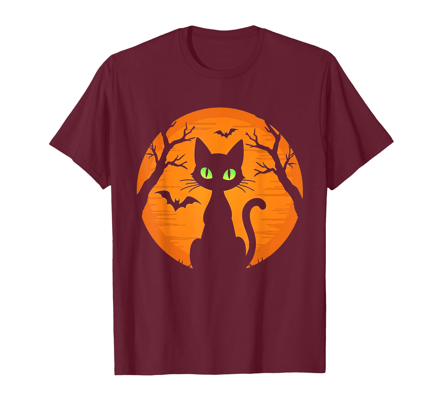 Vintage Scary Halloween black Cat Costume Cat Moon kids T-Shirt