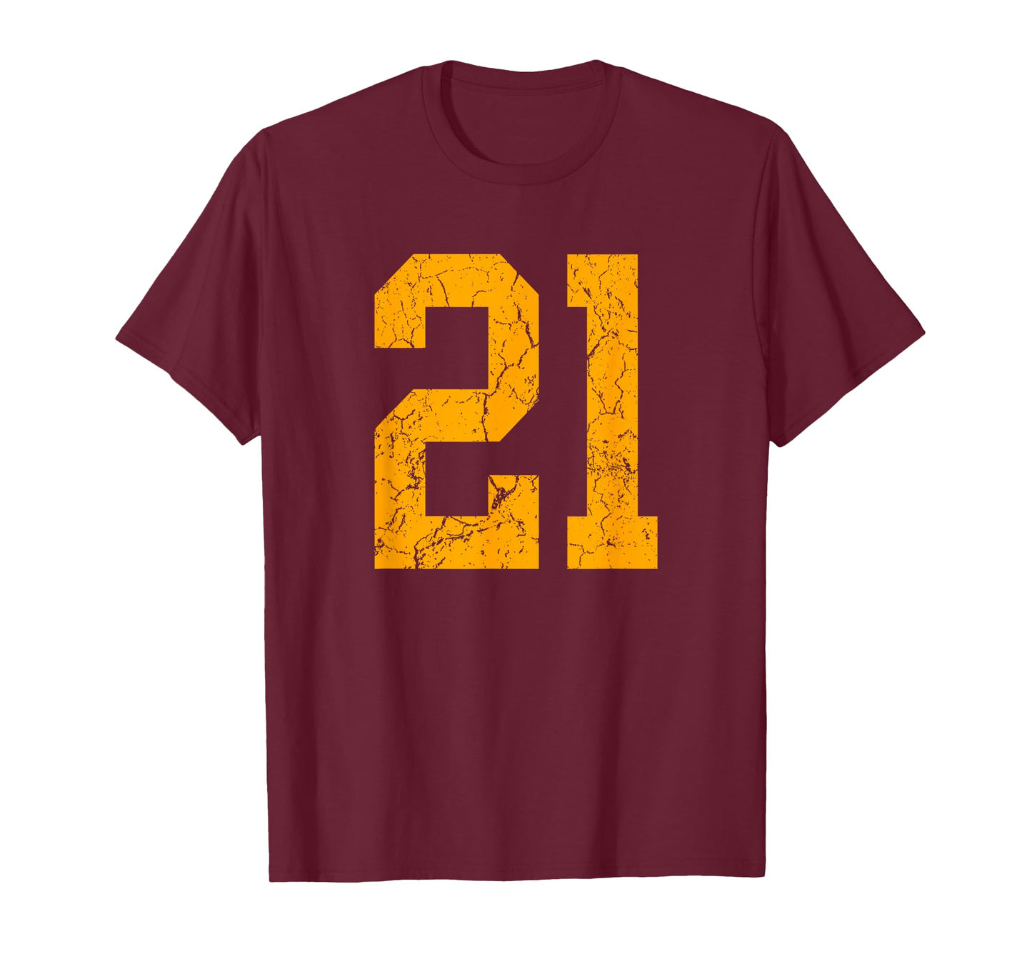 Distressed Orange Number 21 Jersey Player Uniform #21 T-Shirt