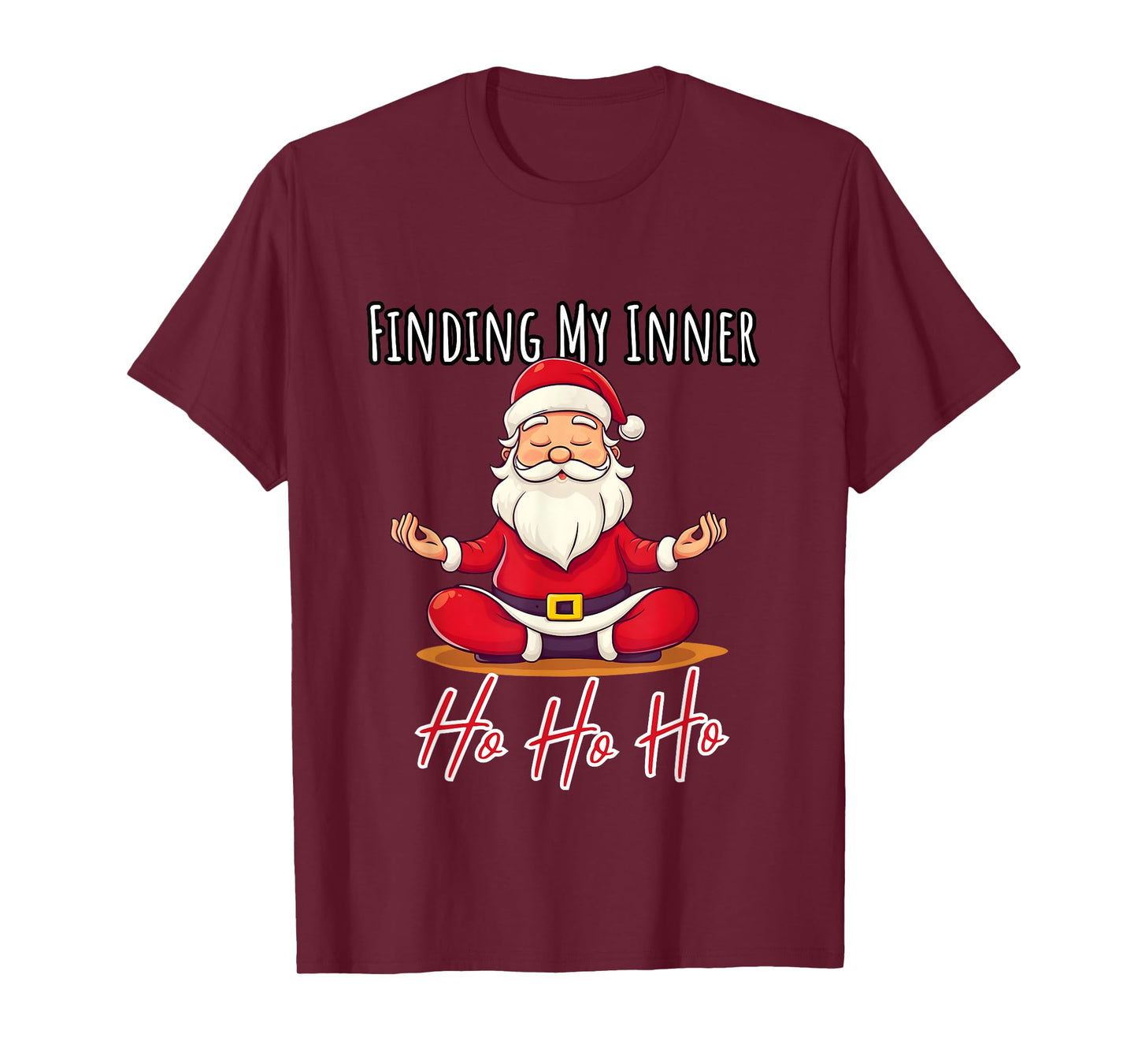 Funny Santa Claus Yoga Christmas Lotus Pose Meditation T-Shirt