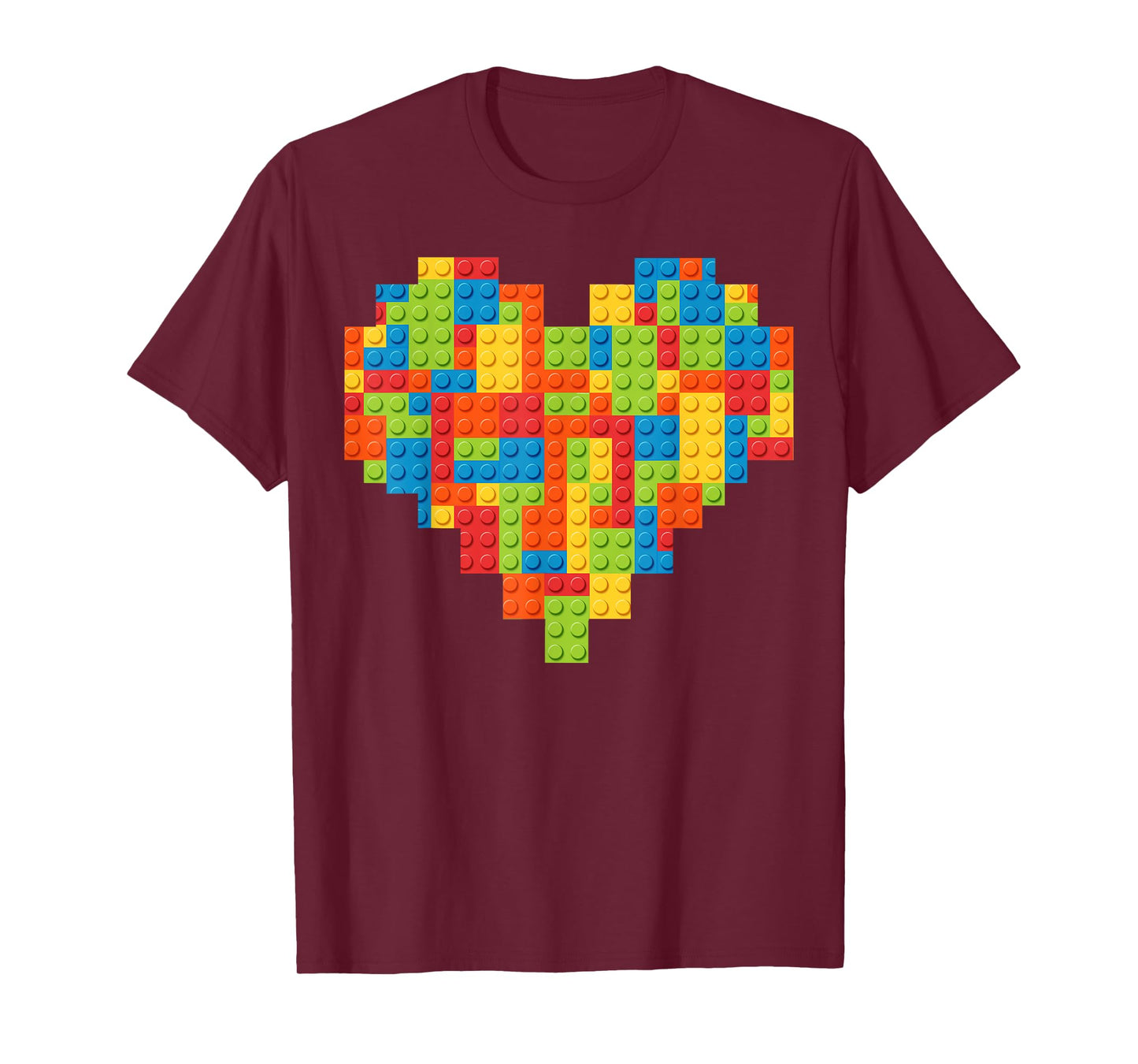 Brick Builder Heart Valentines Block Building Master Builder T-Shirt