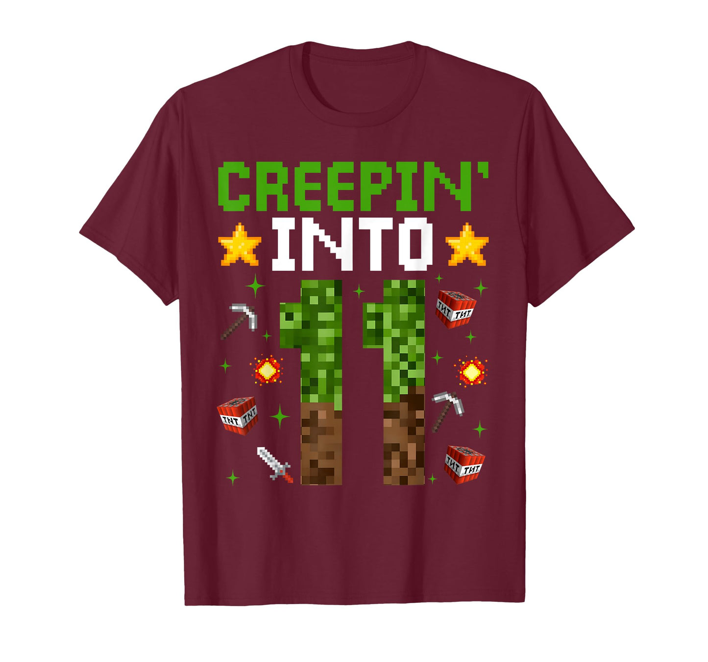 11th Birthday Gamer Pixel Creepin’ Into 11 Video Game Party T-Shirt