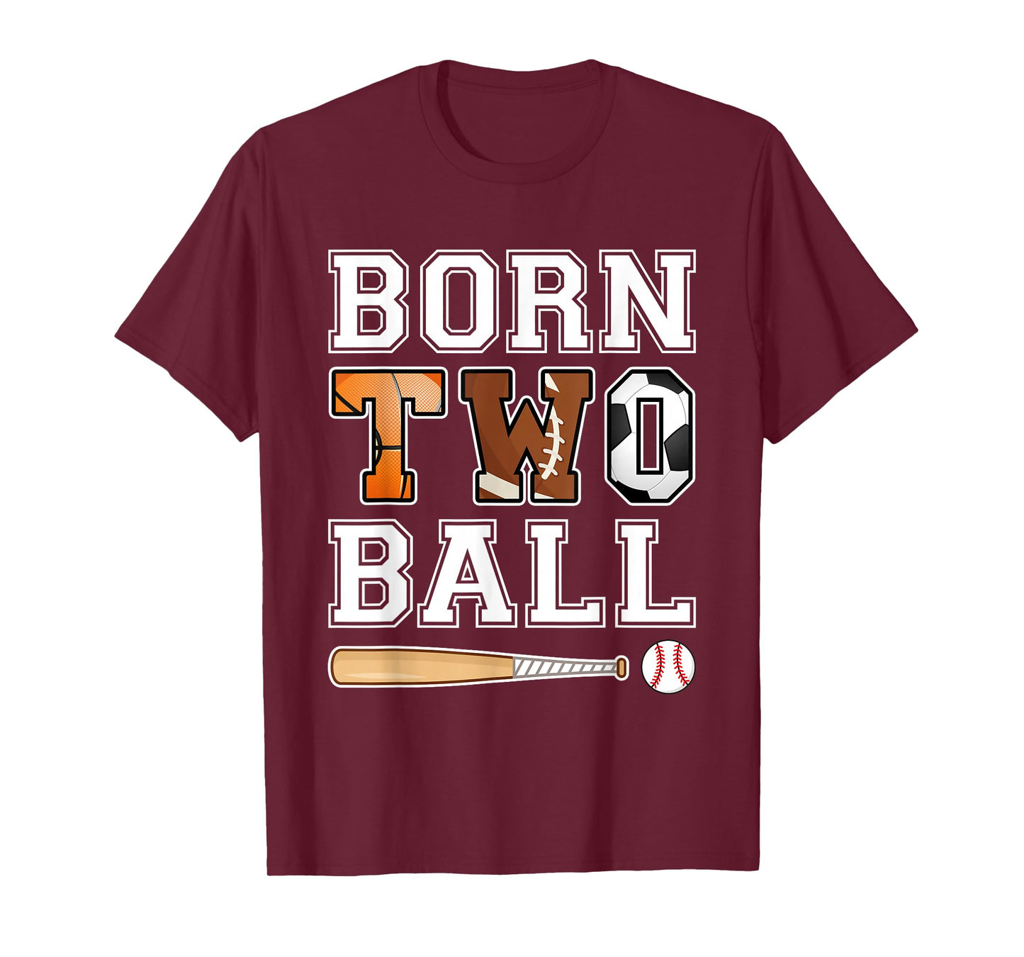 Born 2nd Ball Birthday Sport Theme 2 Year Old Boy Girl Kids T-Shirt