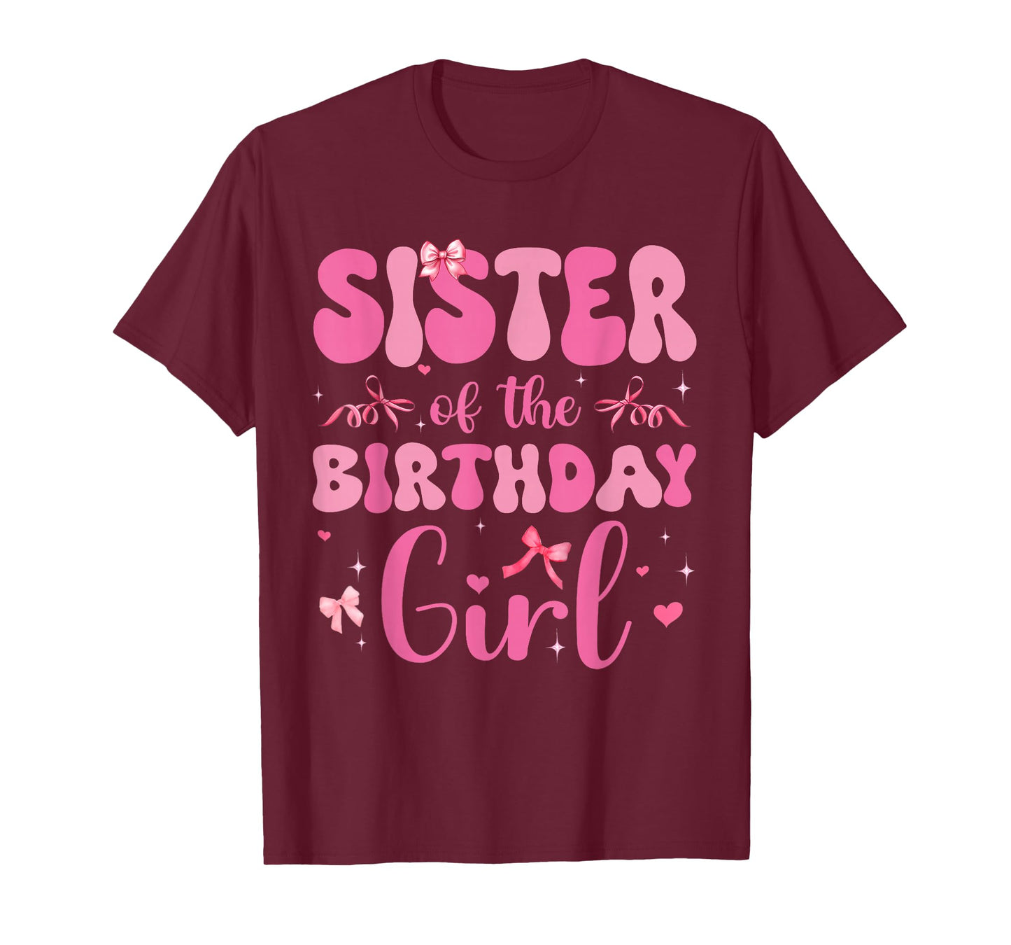 Sister Of Birthday Girl Pink Coquette Bow Family Matching T-Shirt