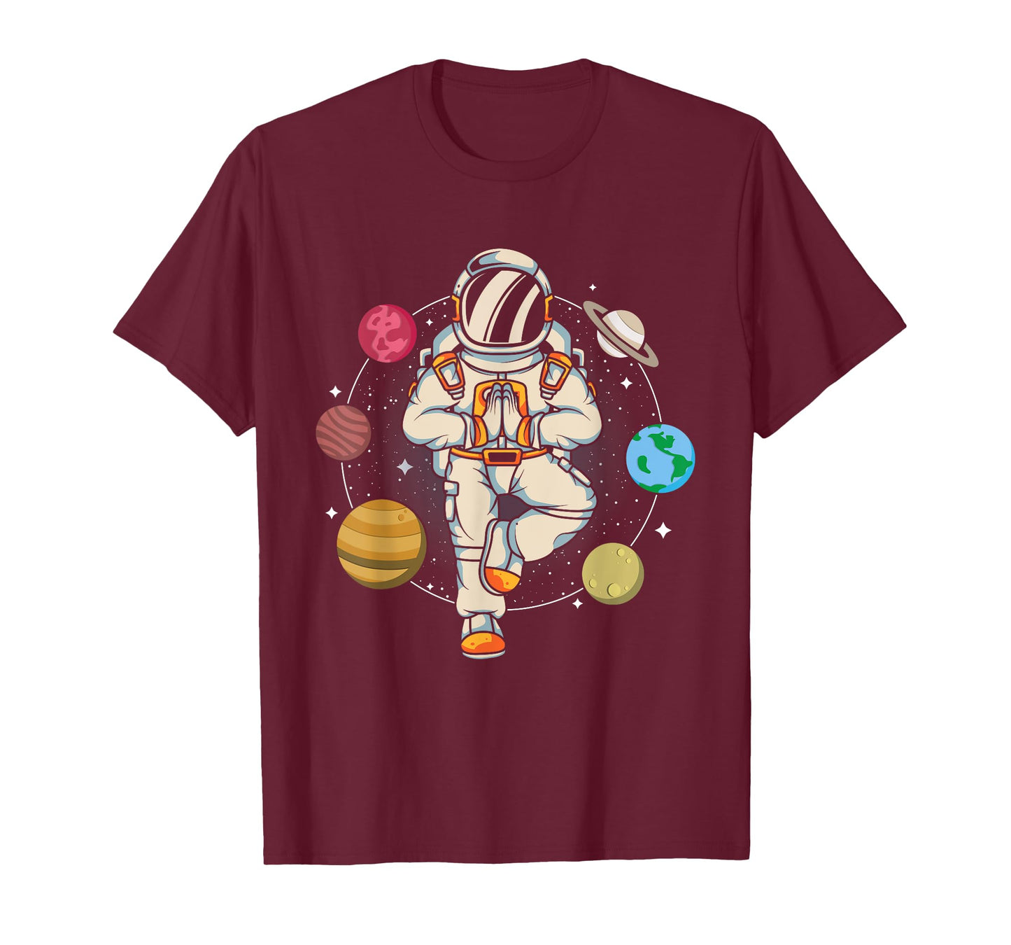 Meditating Astronaut Planets Universe Zen Yoga Astronomy T-Shirt