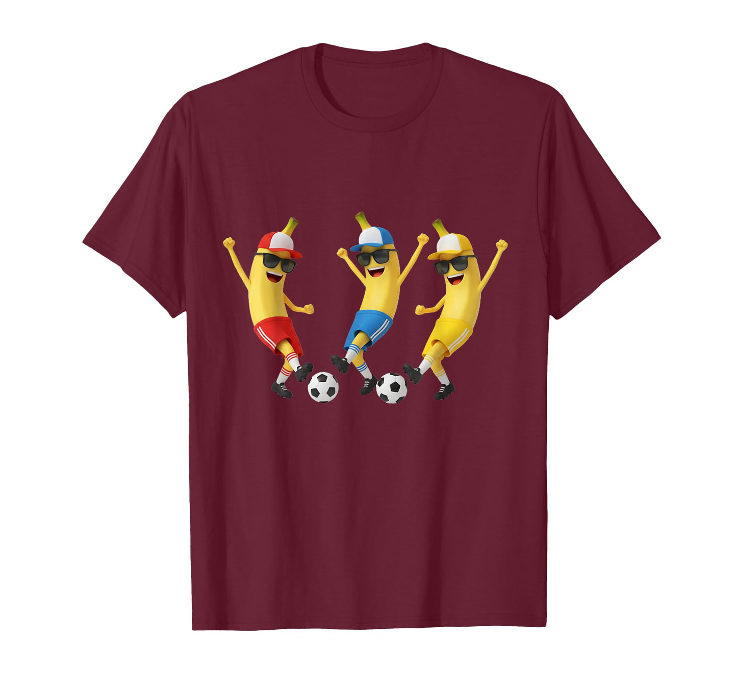 Funny Banana Soccer Team Art | Cool Cartoon Football Tee T-Shirt