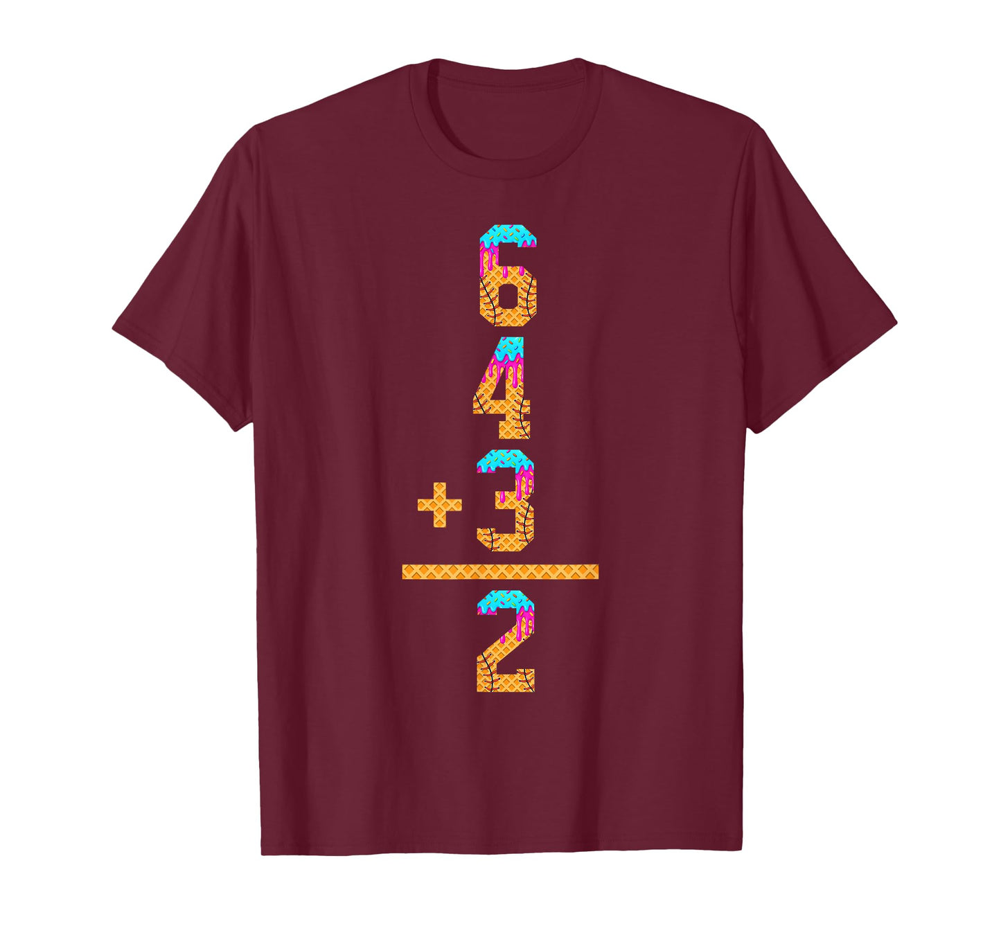 Baseball Ice Cream Drip Inspired Math 6 4 3 2 Double Play T-Shirt