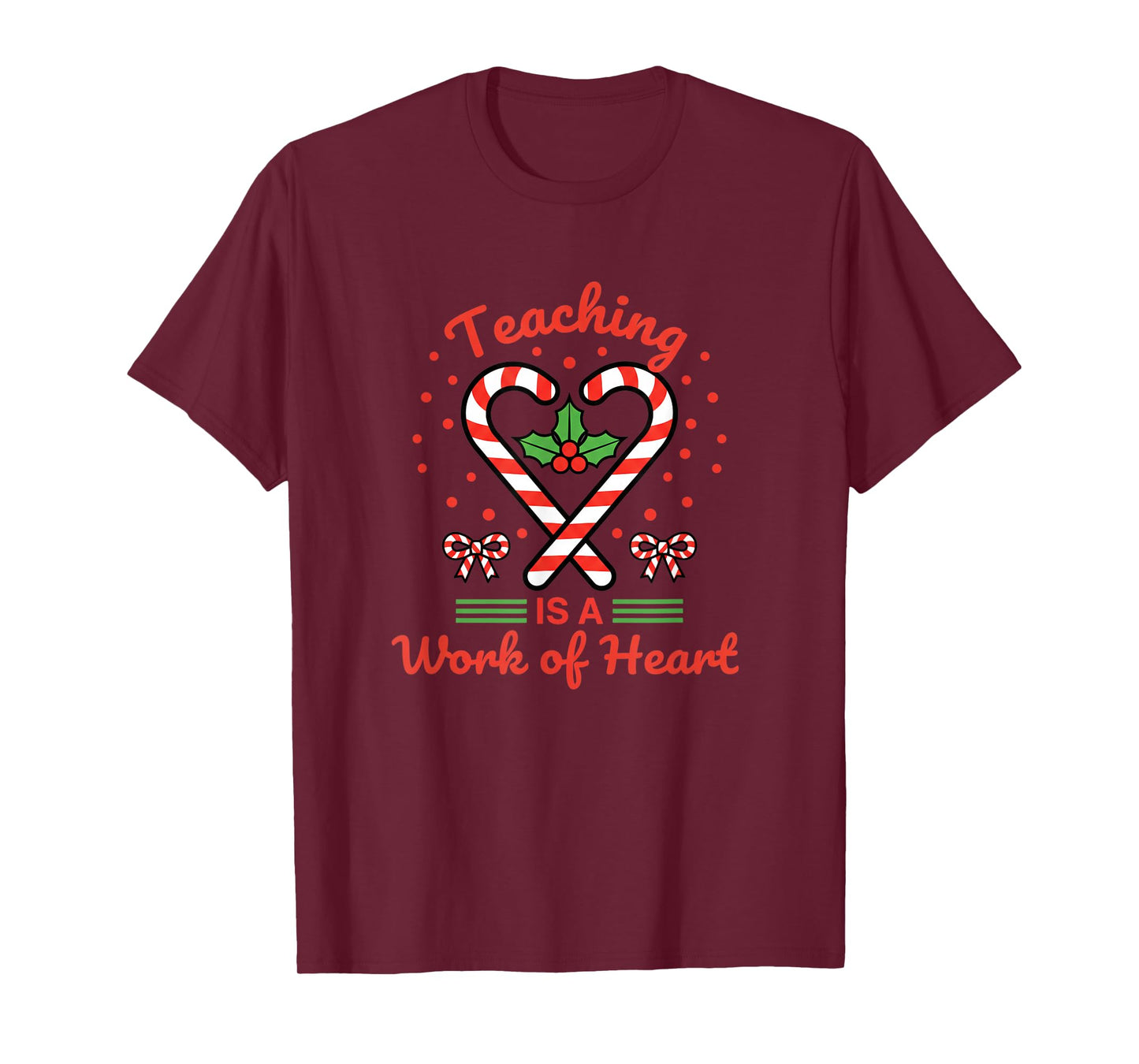 Teacher Teaching is A Work of Christmas Candy Cane T-Shirt
