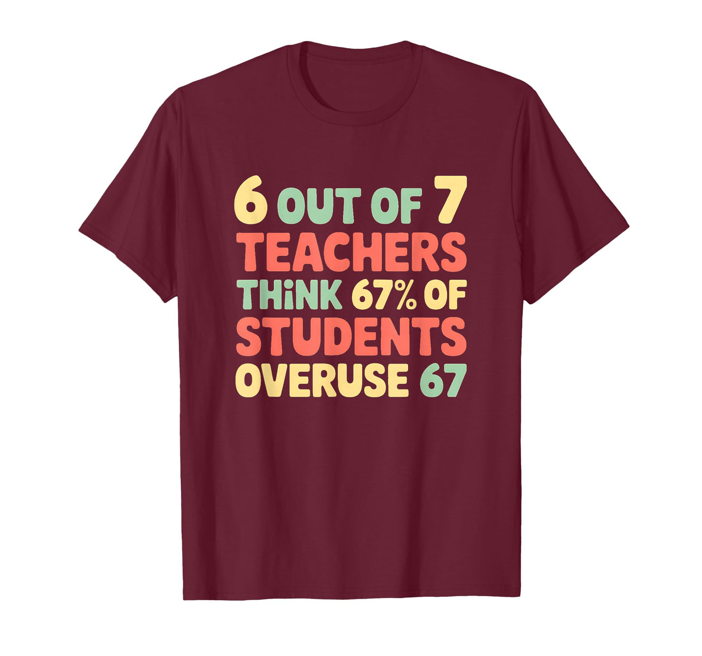 Funny 67 Teacher Shirt - Teacher 6 7 Funny Overuse 67 T-Shirt