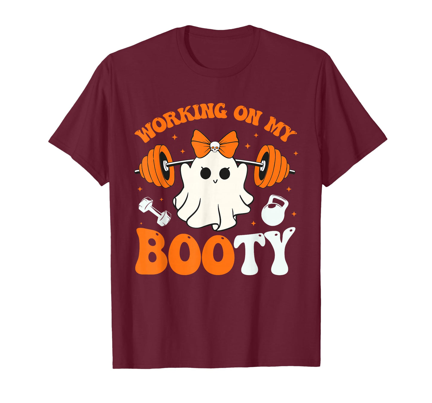 Funny Working On My Booty Ghost Boo Gym Ghost Pun Halloween T-Shirt