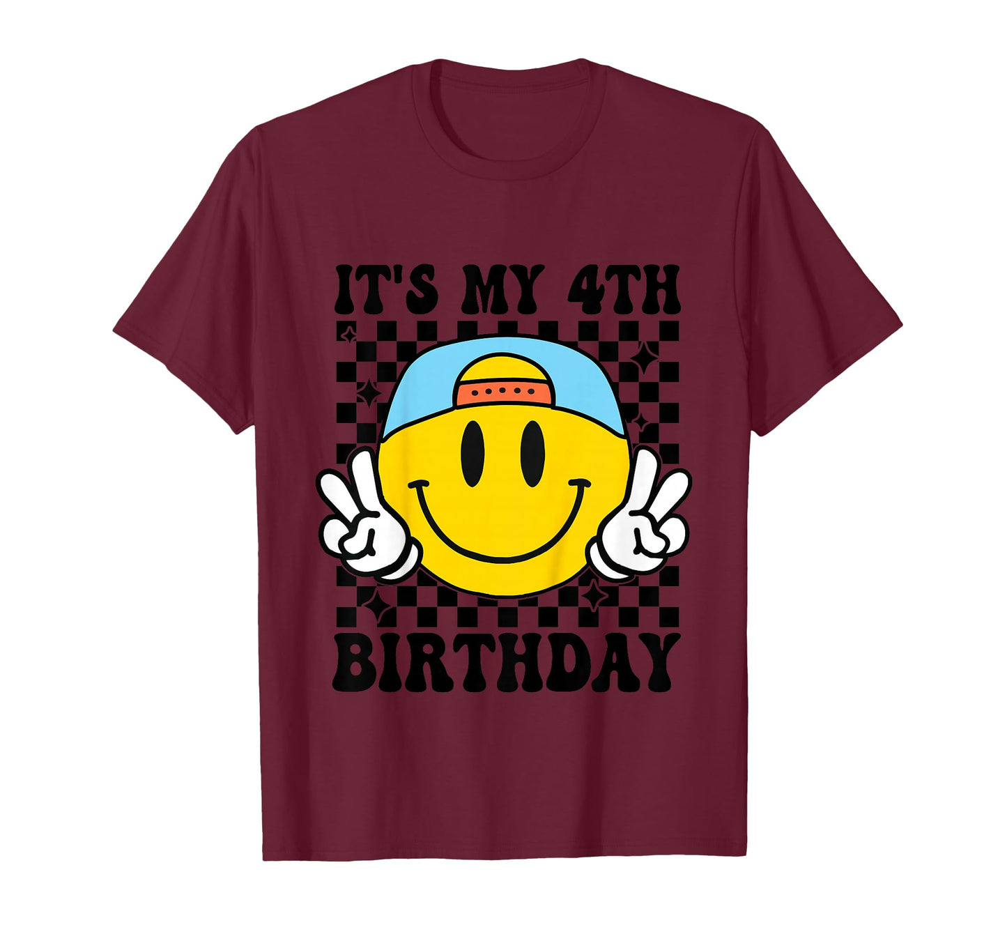Its My 4th Birthday Smile face 4 Years Old Boys Girls T-Shirt