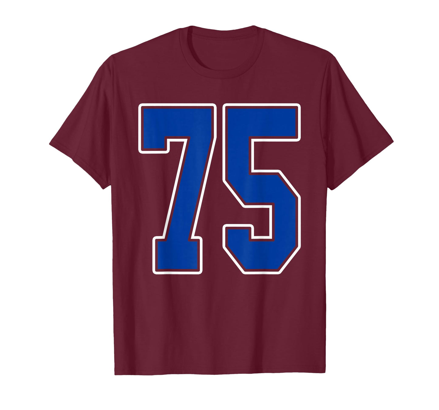 Royal Blue and White Number 75 Jersey Player Uniform #75 Fan T-Shirt