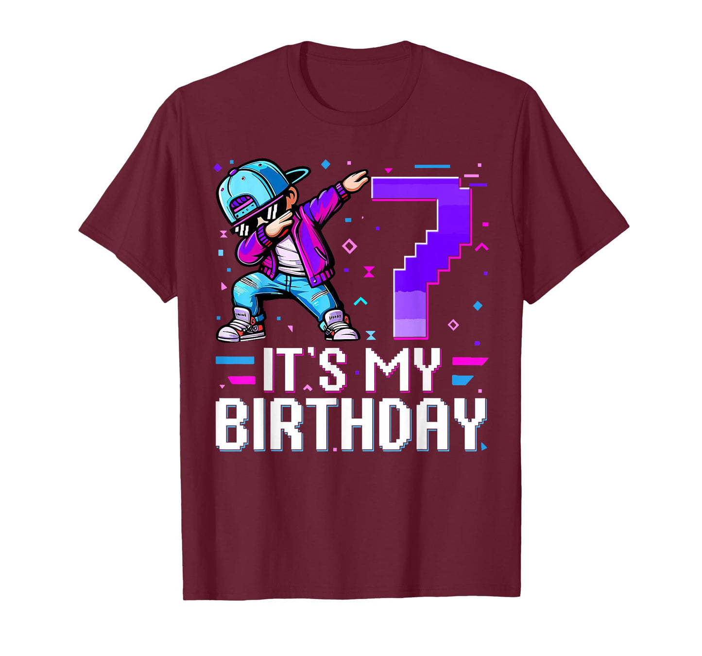 It's My Birthday 7th Birthday Boy Dabbing 7 Year Old Gaming T-Shirt