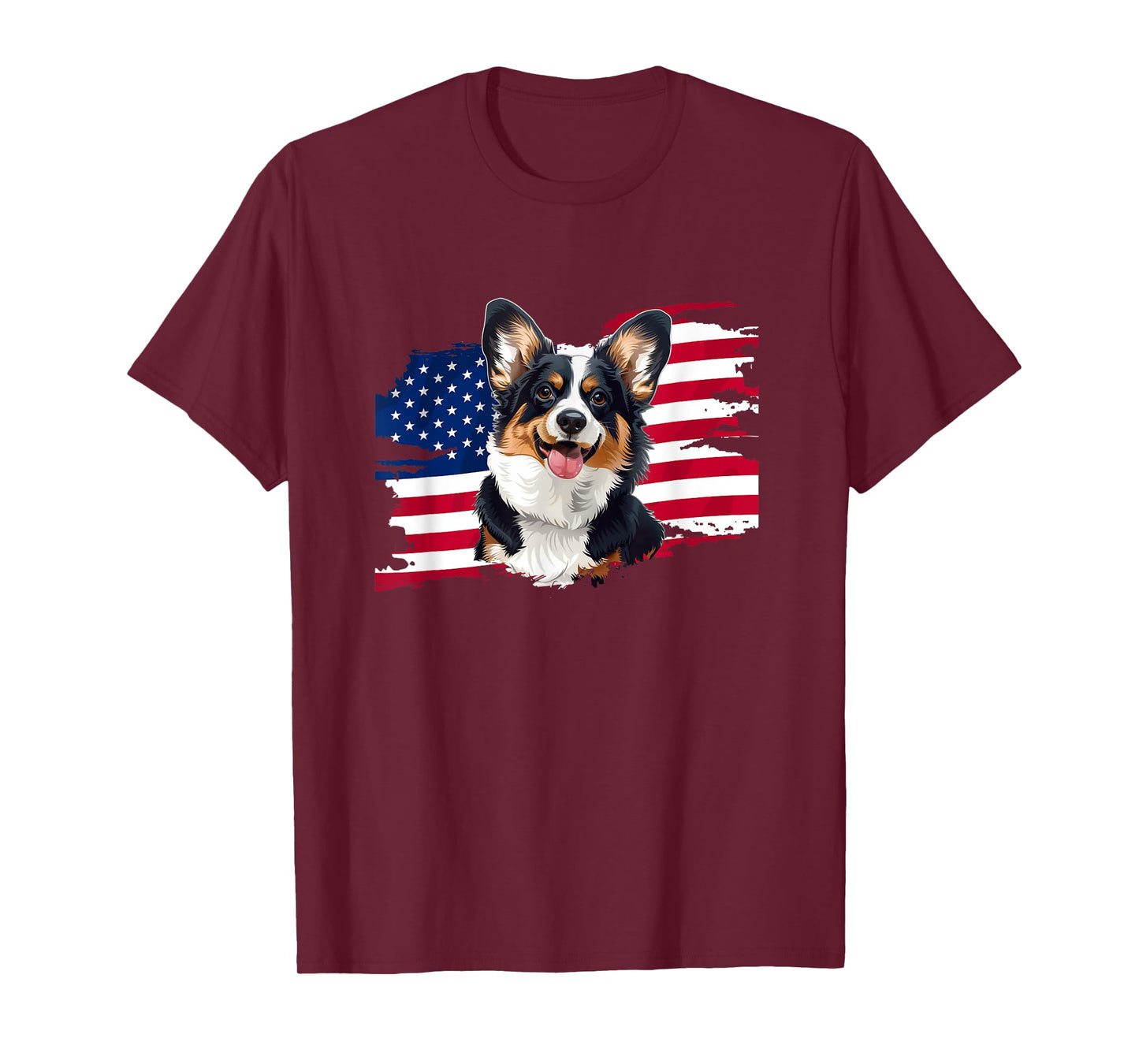 American USA Flag 4th July Fourth Black Tricolor Corgi Lover Women Kids Men T-Shirt