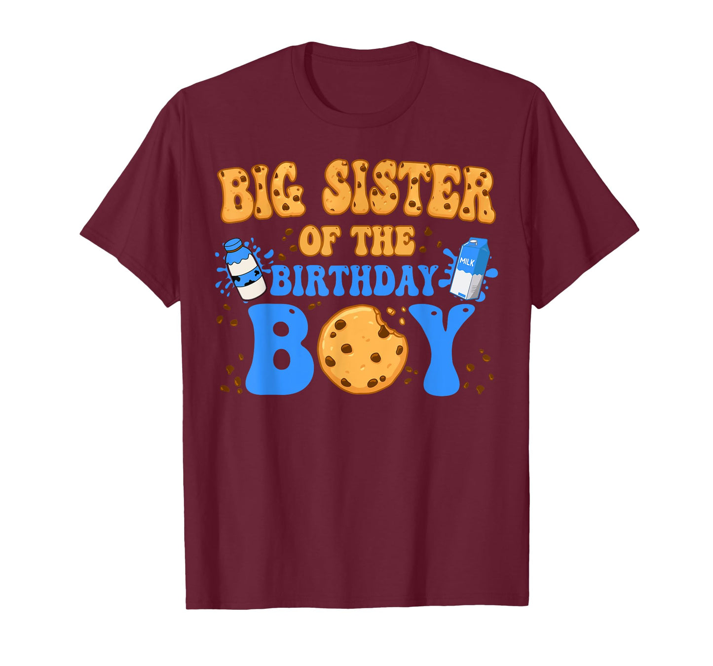 Big Sister Of The Birthday Boy Milk and Cookies Lover T-Shirt