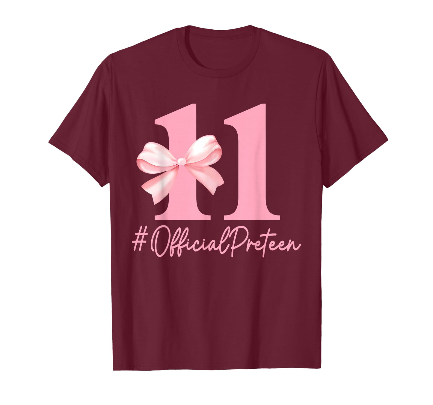 Birthday Girl Pink Coquette Bow 11 Year Old Aesthetic Girly T-Shirt