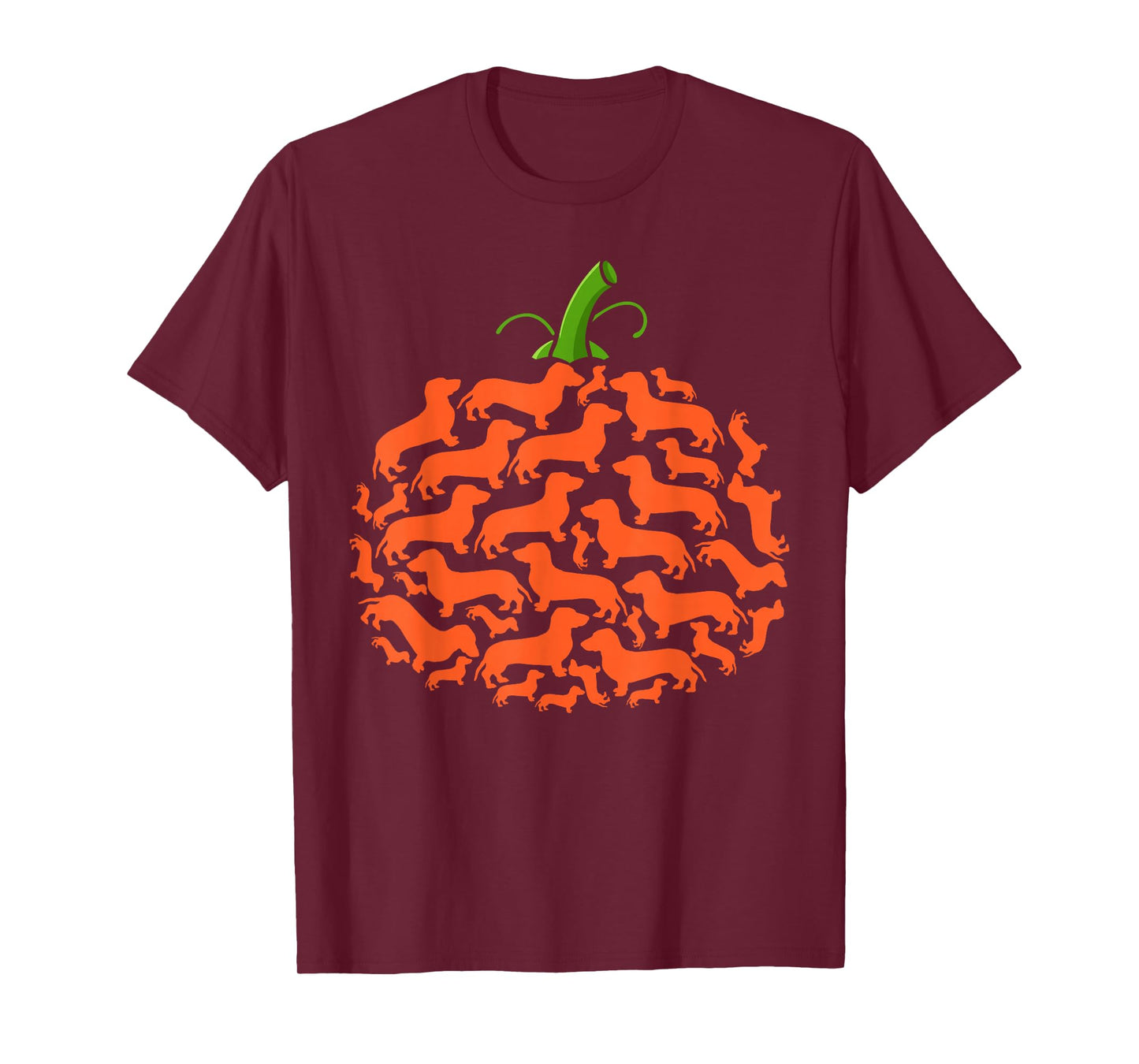 Dachshund Pumpkin Shape Plaid Leopard Dog Autumn Halloween T-Shirt