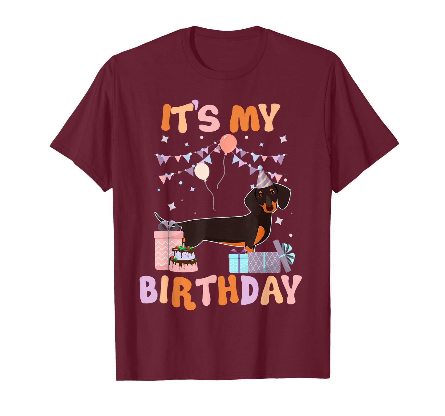Its My Birthday Dachshund Dog Funny Birthday Party Dog Lover T-Shirt