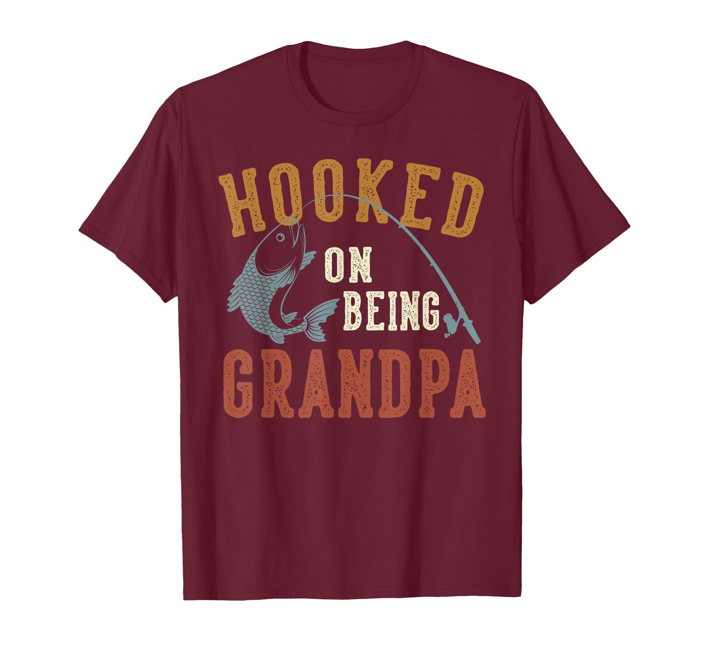 Hooked On Being Grandpa Father's Day Fishing Grandpa T-Shirt