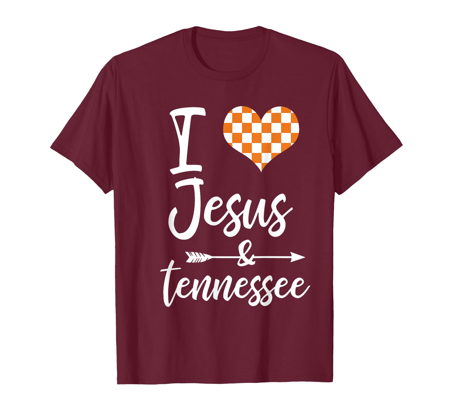 I Love Jesus and Tennessee Orange Heart Cute Fan T-Shirt