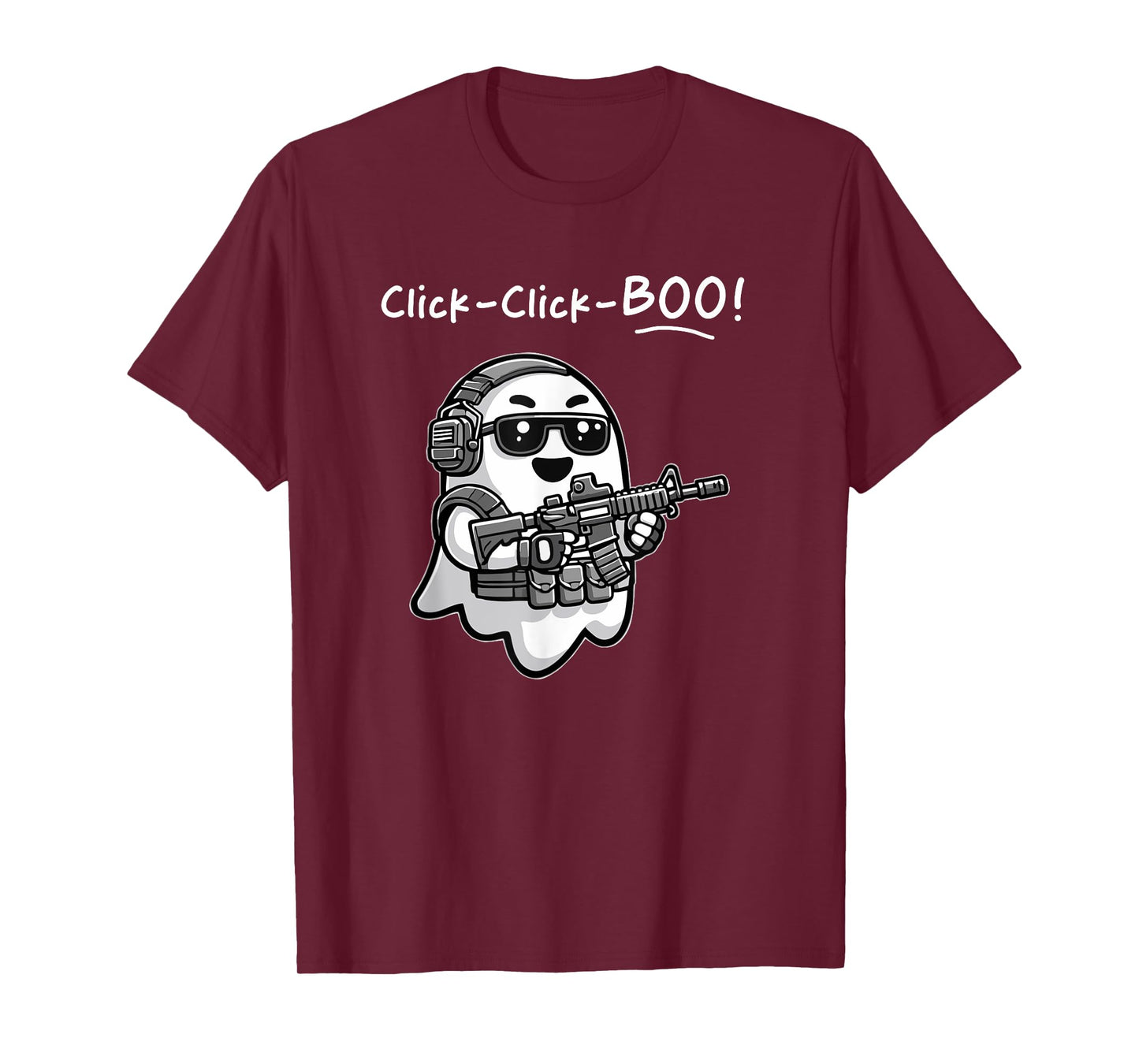 Funny Tactical Ghost Click Click Boo Halloween Veteran Party T-Shirt