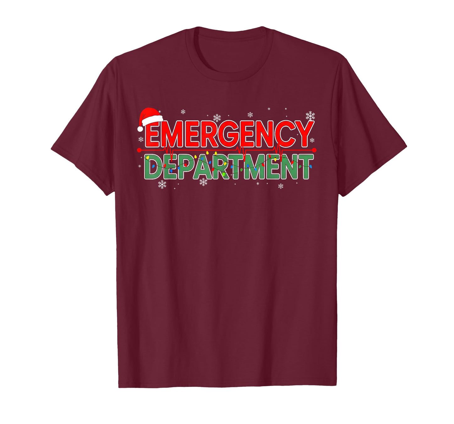 Er Nurse Christmas Emergency Department Nursing Xmas Lights T-Shirt