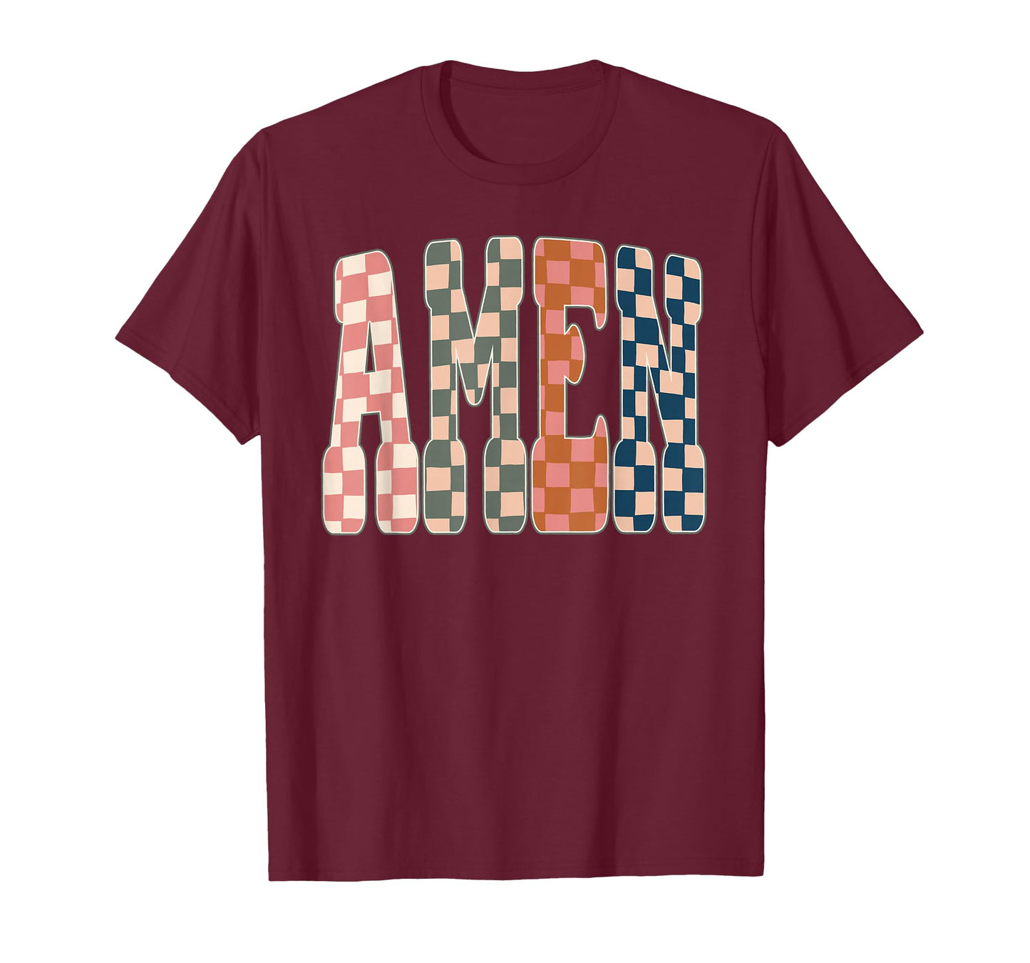 Amen Checkered Christian Jesus Faith Bible Verse Religion T-Shirt