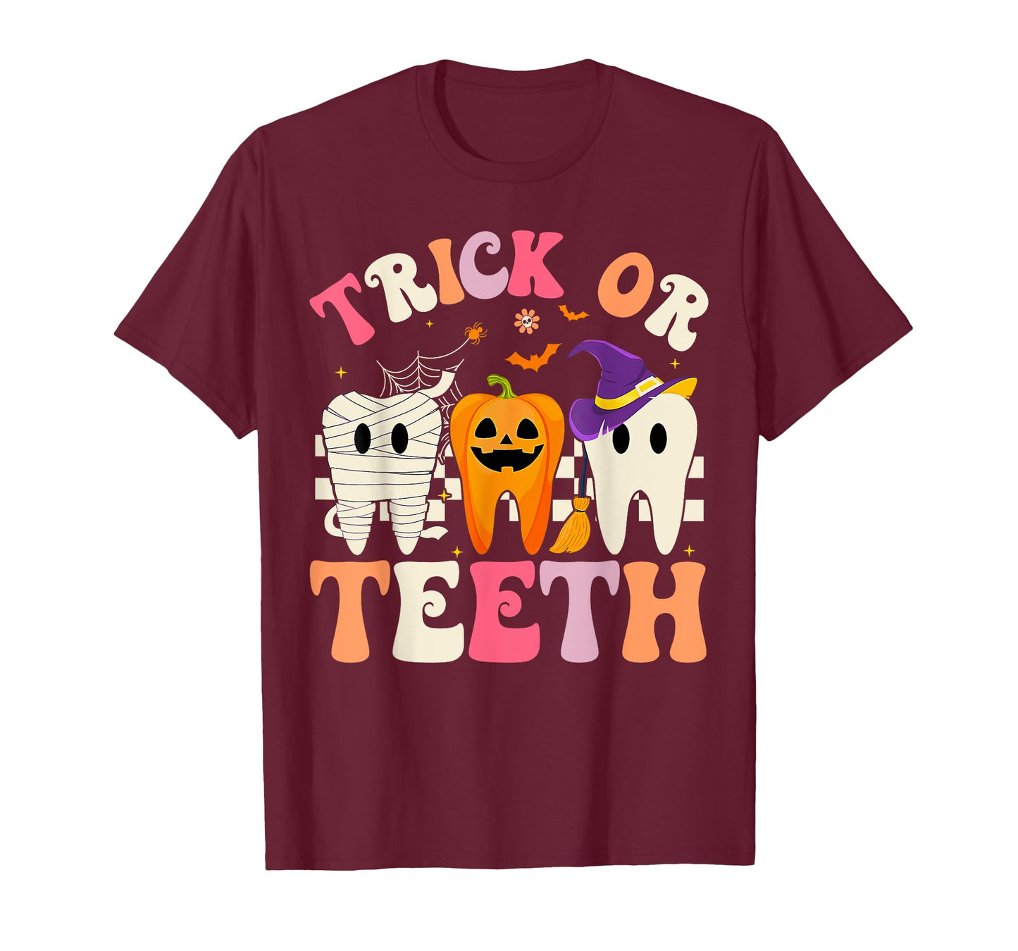 Halloween Dental Funny Teeth Groovy Dentist Hygienist T-Shirt
