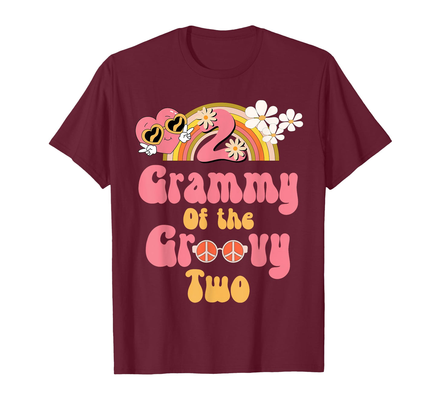 Grammy of the Groovy Two peace sign retro birthday matching T-Shirt