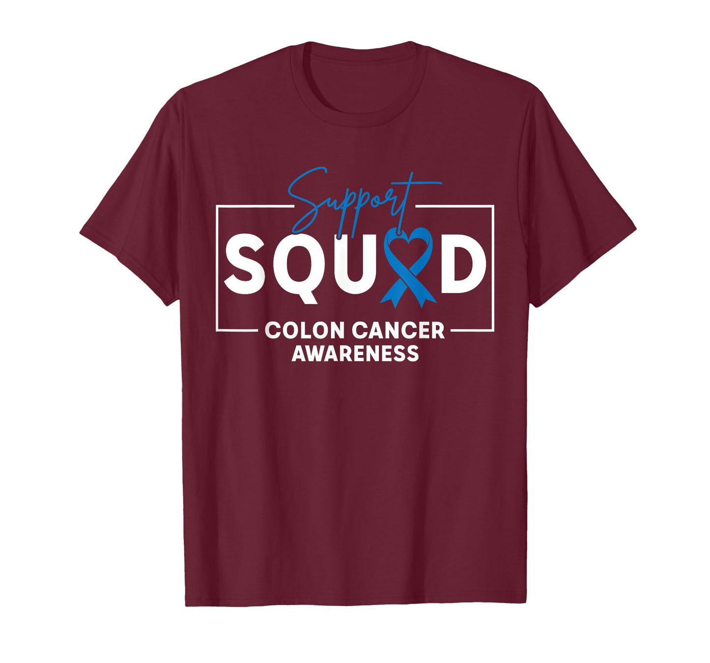 Support Squad Colorectal Colon Cancer Awareness Blue Ribbon T-Shirt