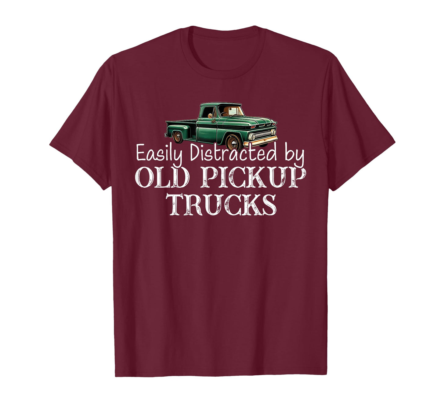 Easily Distracted By Old Pickup Trucks Retro Cute Trucker T-Shirt