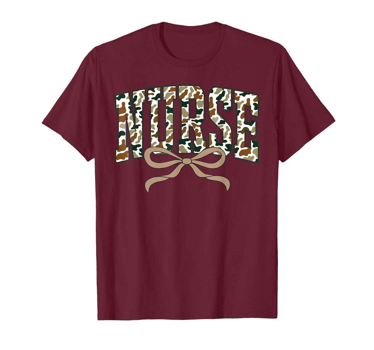 Retro Camo Nurse Coquette Bow Camouflage Hospice Registered T-Shirt
