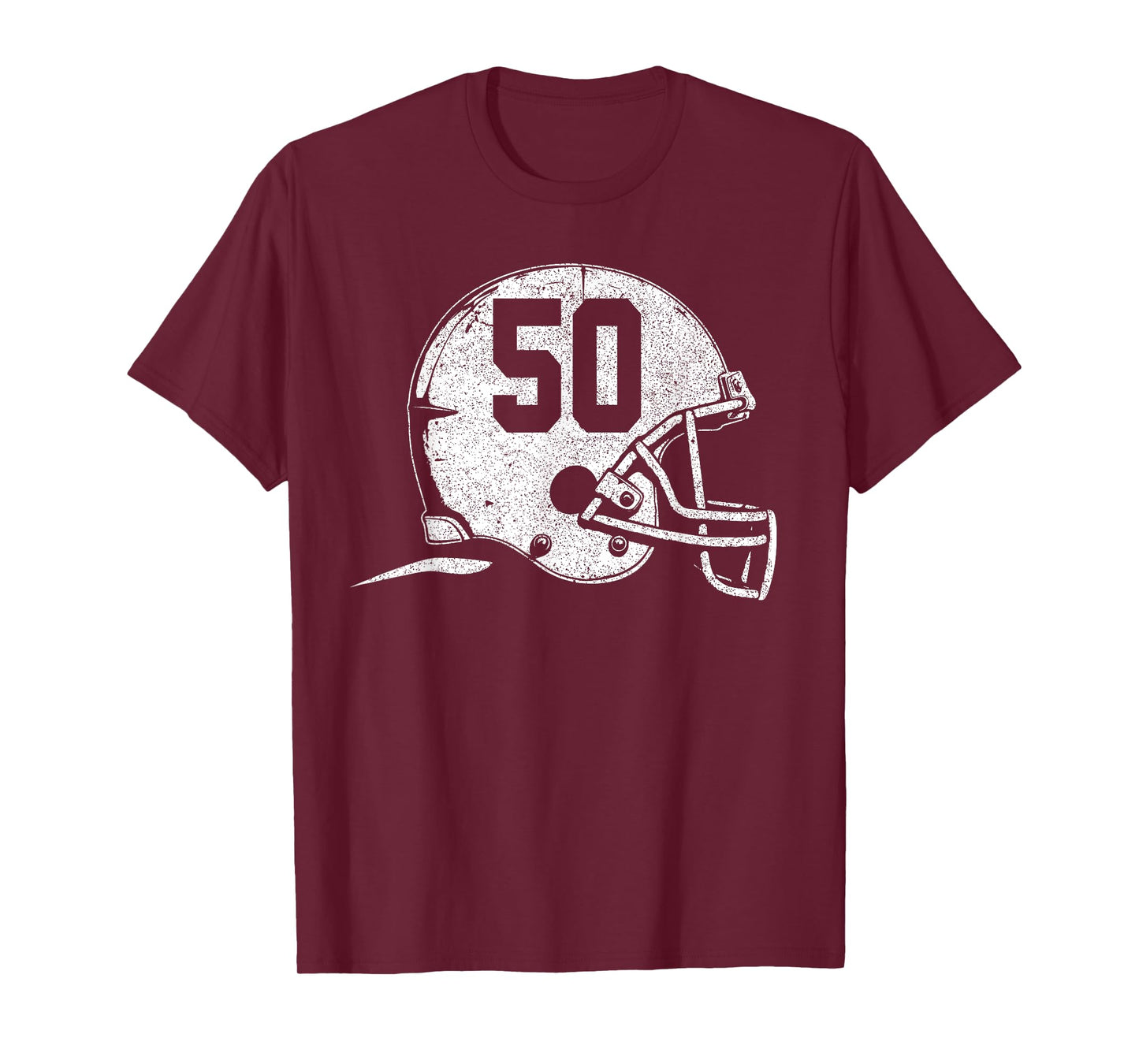 Number 50 Football Helmet Player Fun Number T-Shirt