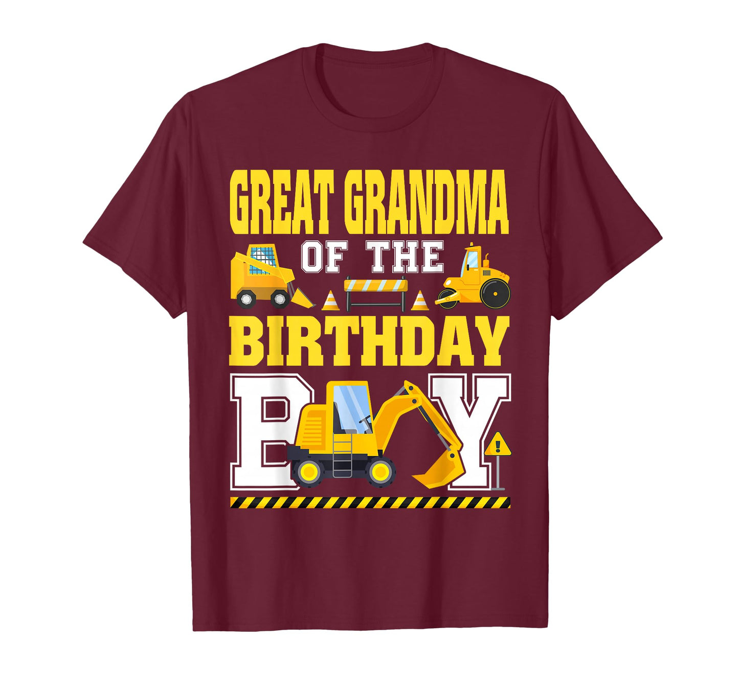 Great Grandma of The Birthday Boy Excavator Construction T-Shirt