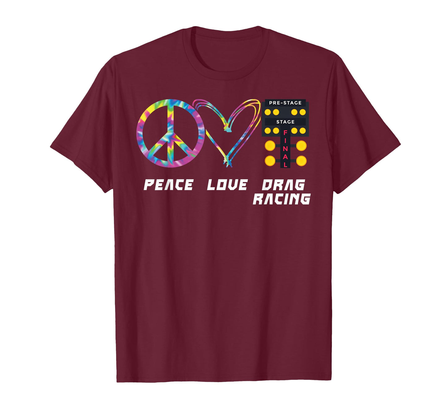 Drag Racing Race Car Girl Retro Tie Dye Peace Love Drag T-Shirt