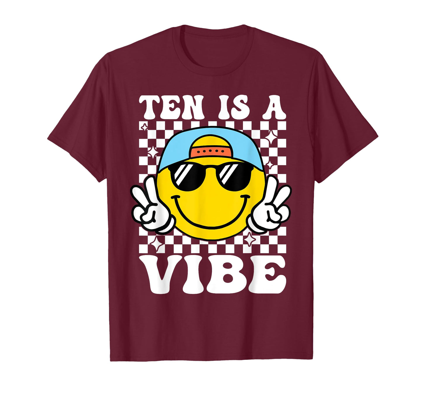 Ten Is A Vibe 10th Birthday Groovy Boys Girls 10 Years Old T-Shirt