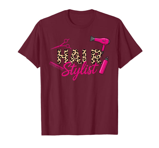 Leopard Skin Barber Cosmetology Hair Salon Hairdresser T-Shirt