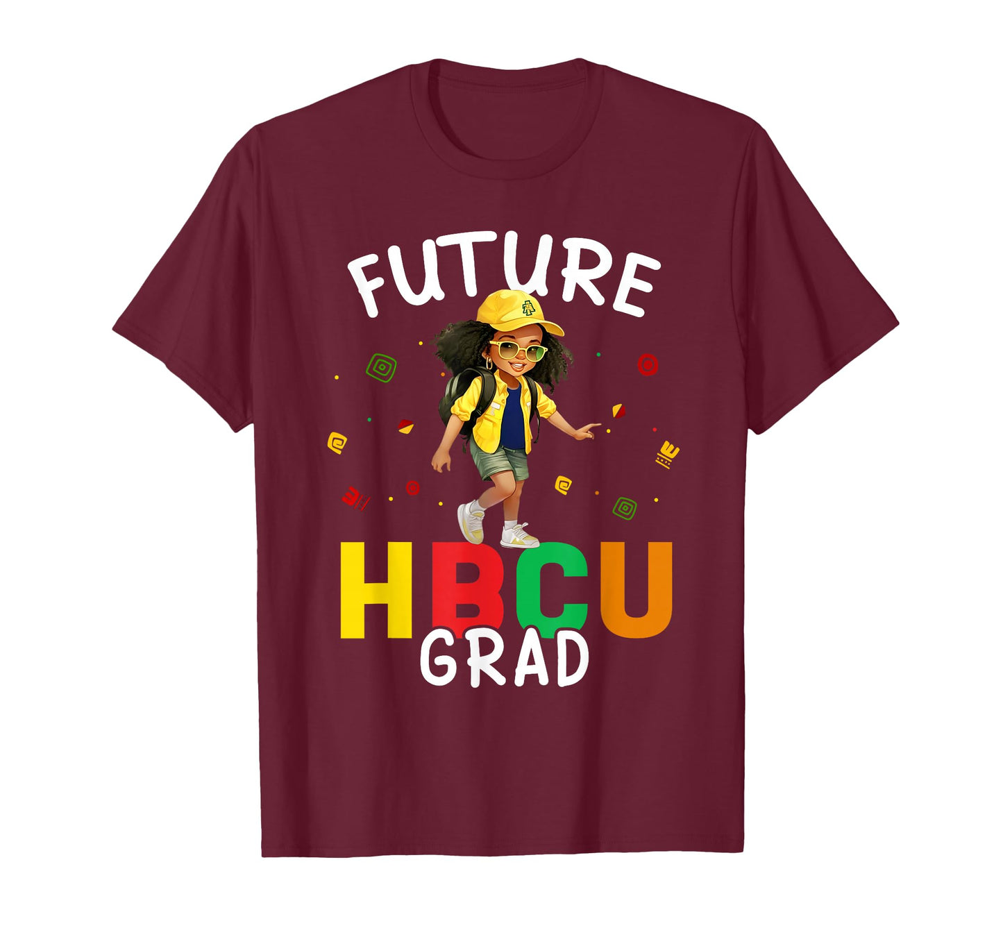 Future HBCU Grad Kids Black Girl Afro Black History Month T-Shirt