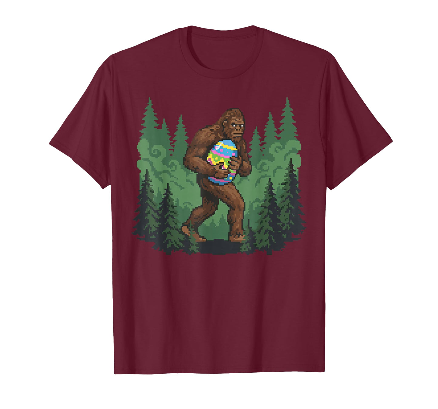 Bigfoot Easter Bunny Sasquatch Egg Hunt Funny Pixel Art T-Shirt